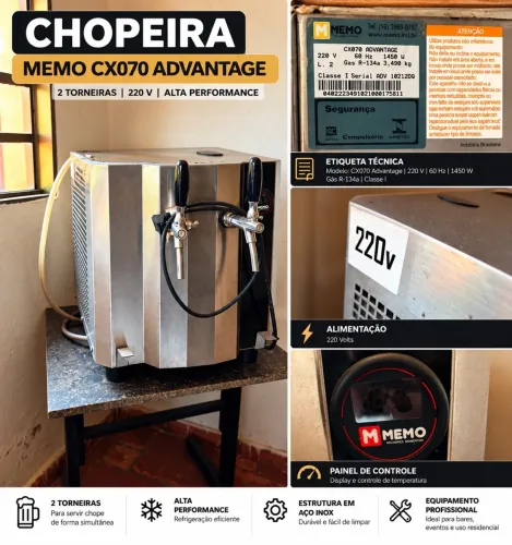 CHOPEIRA MEMO CX070 ADVANTAGE - 2 TORNEIRAS - 220V