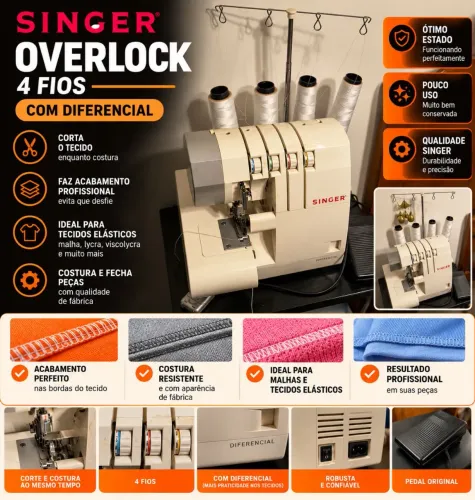 Máquina Overloque Singer 4 fios