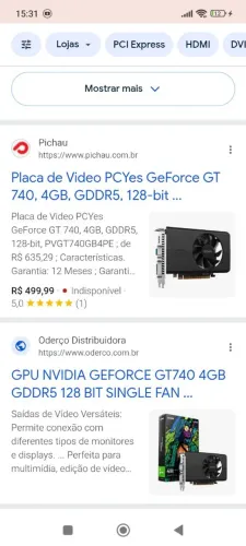 Placa de vídeo gt740 4 GB ddr5 precinho hoje