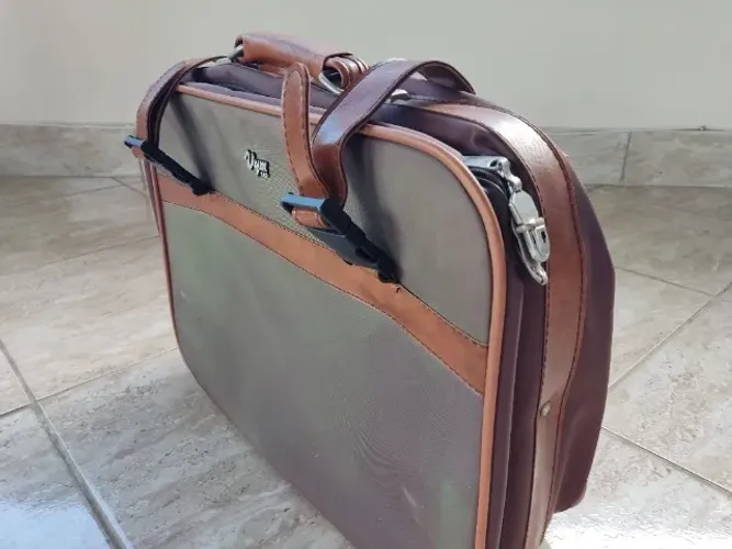 Mala de Viagem Vyne Bag Vintage Retrô em Couro Legítimo Marrom Caramelo