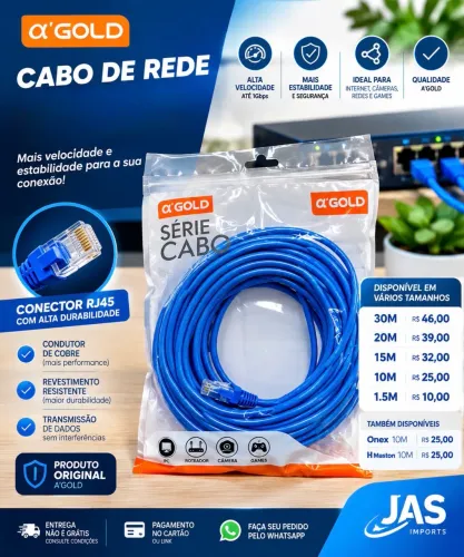 CABO DE REDE  TAMANHOS 30M / 1.5M / 10M / 15M / 20M / 30M 