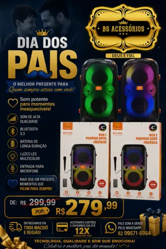 Caixa de som + Microfone e Controle 