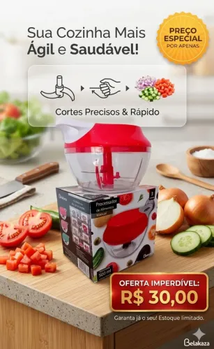 Mini Processador de Alimentos Manual - Tritura Alho e Cebola (Entrega Hoje)