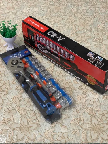 Kit de Soquetes 1/2? com Catraca Reversível 12 Peças CR-V 10 a 24 mm + Extensão