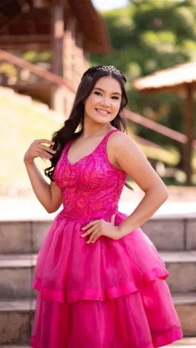 Vestido festa curto 15 anos pink