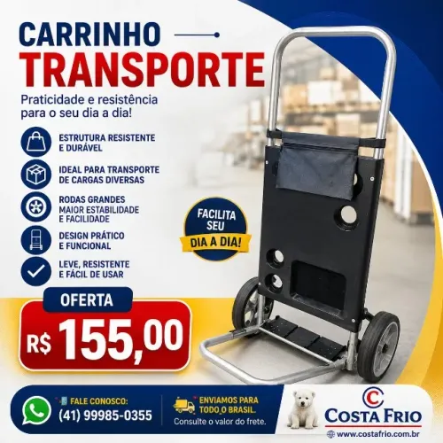 ## Carrinho de Transporte Dobrável - Prático, Resistente e Fácil de Usar