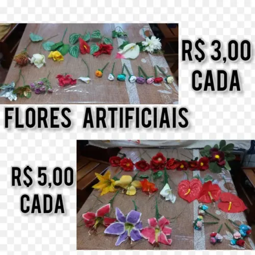 flores artificiais, conchas para artesanato, areia e palha