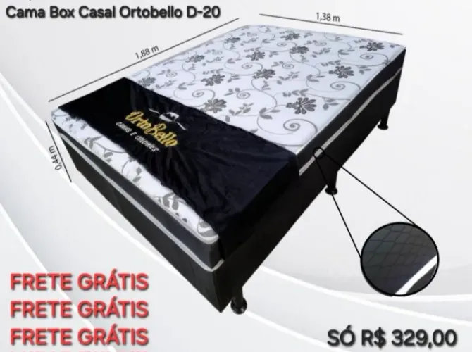 Cama Box Casal ORTOBELLO com FRETE GRÁTIS: Últimas Unidades da QUEIMA!!!