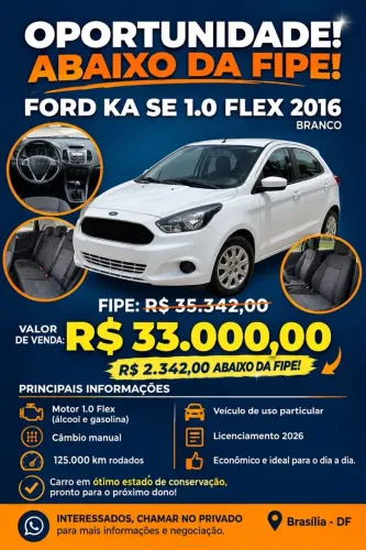 Ford KA 1.0 Se/se Plus Tivct Flex 5P 2016