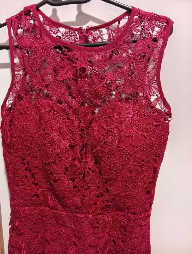 Vestido de festa longo renda, cor marsala