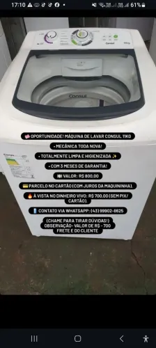 Vende-se máquina consul 11kg 
