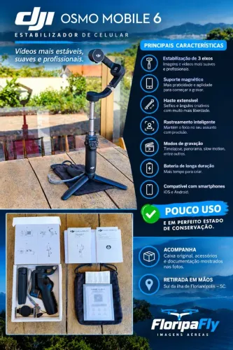 DJI Osmo Mobile 6 - Estabilizador de Celular - Pouco Uso
