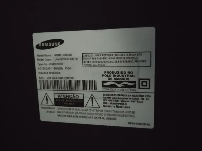 TV SAMSUNG UN40C5000QM - RETIRADA DE PEÇAS