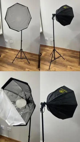 Conjunto iluminação softbox estúdio gravação