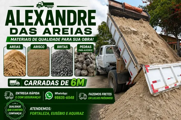 AREIA GROSSA ? ARISCO ? BRITAS ? PEDRAS PARA SUA OBRA - PRONTA ENTREGA!
