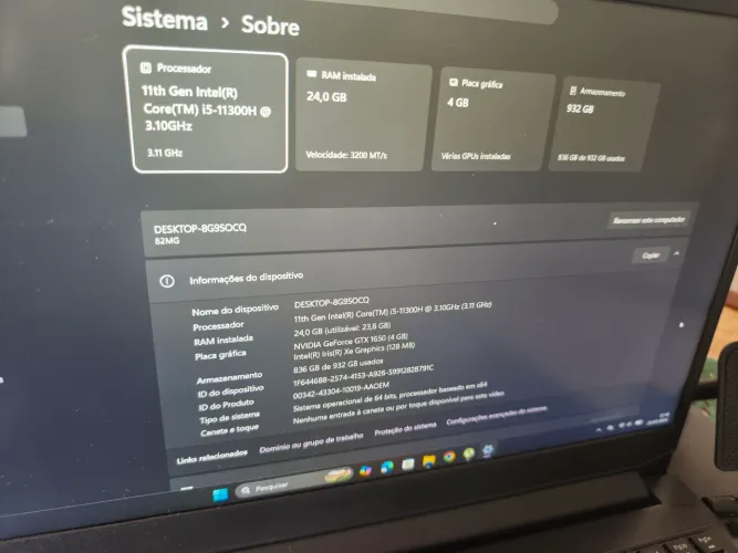 notebook lenovo gaming i5 11° GTX 1650 aceito trocas
