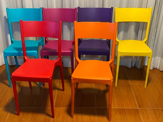 Jogo Com 6 Cadeiras Tramontina Diana Coloridas - Linha Summa