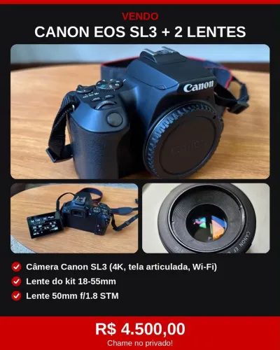 Câmera Cânon SL3 + 2 lentes