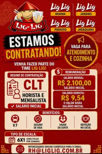Vaga atendimento e cozinha - restaurante.