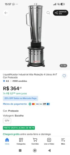 Liquidificador industrial 4 litros, novo, nunca usado.
