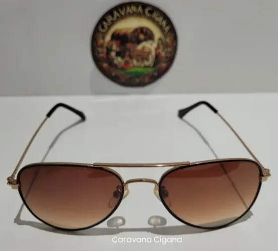 Óculos de Sol Estilo Aviador Dourado Gold - Lente Bronze