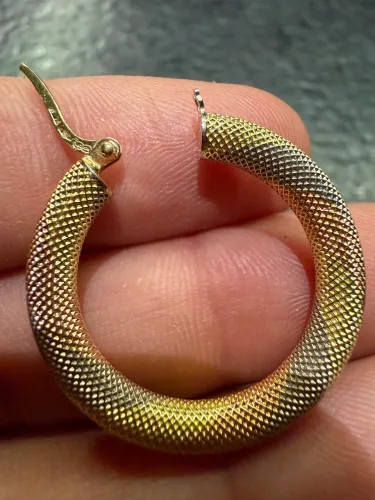 Par de brincos argola ouro 18k, 3 cores ouro rosa, amarelo e branco