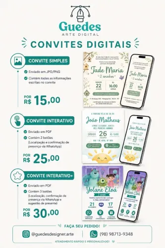 Faço convites, animados, aniversário, casamento e etc. 