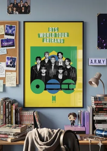 Quadro decorativo BTS Tour Arirang Brasil - Tamanho A3 - Com moldura