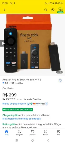 Fire Stick Tv wi-fi 5 8gb