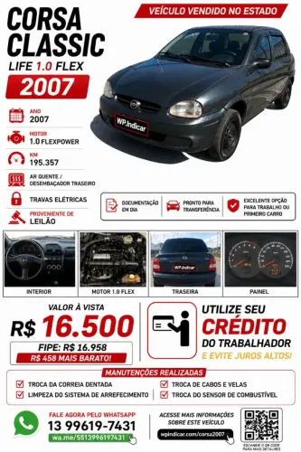Chevrolet Corsa SED Class.life 1.0/1.0 Flexpower (álcool) 2007