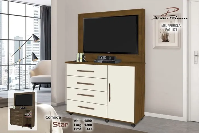 Quarto cômoda com painel 