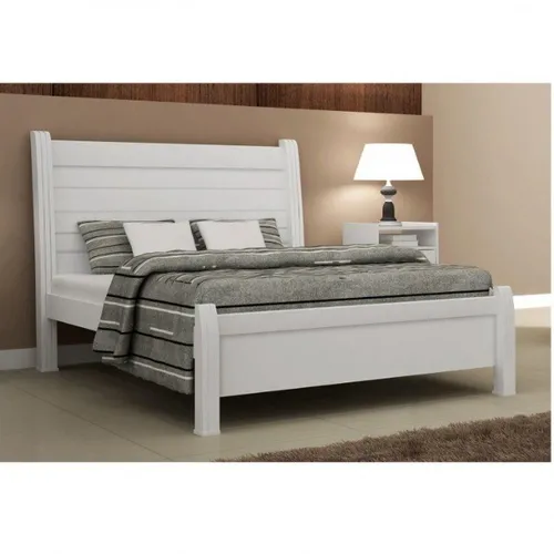 Cama Casal Arezzo Branco Rufato Frete Grátis 
