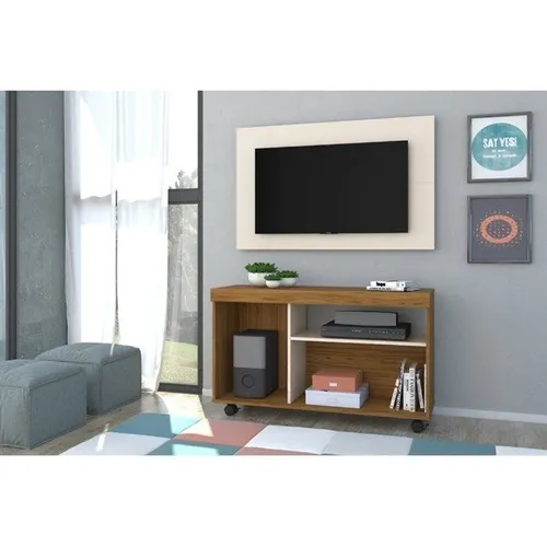 Rack e Painel Bruno Naturale Off White Até 12x