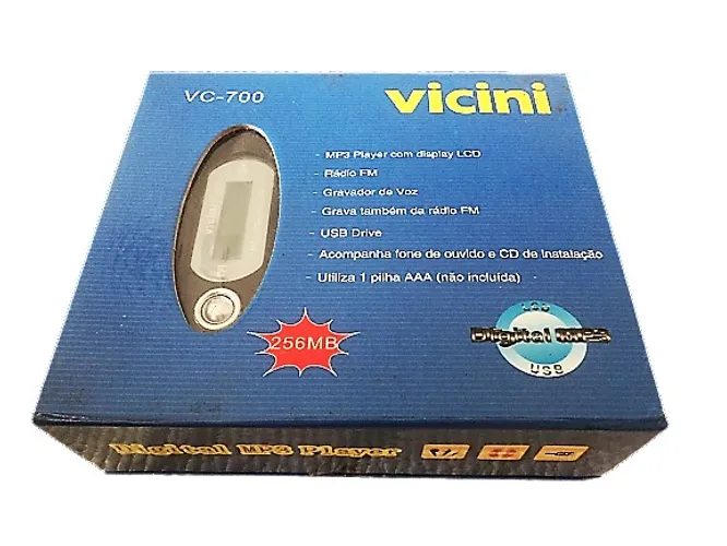 Vicini VC-700 -MP3 Player com display LCD. ( Com manual e CD de instalação )- Usado