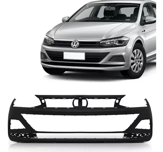 Parachoque Volkswagen Polo 2018 à 2022 Preto Liso (Furo Farol Auxiliar) - Loma