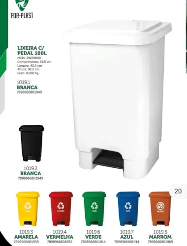 Lixeira Pedal - diversas- For-Plast