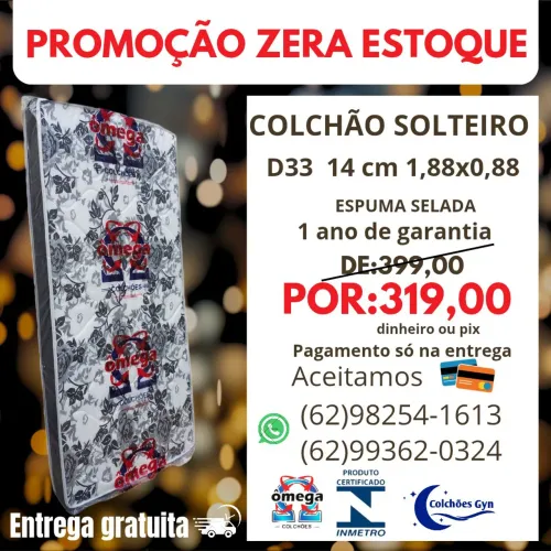 COLCHÃO SOLTEIRO D33 ENTREGA GRATUITA 
