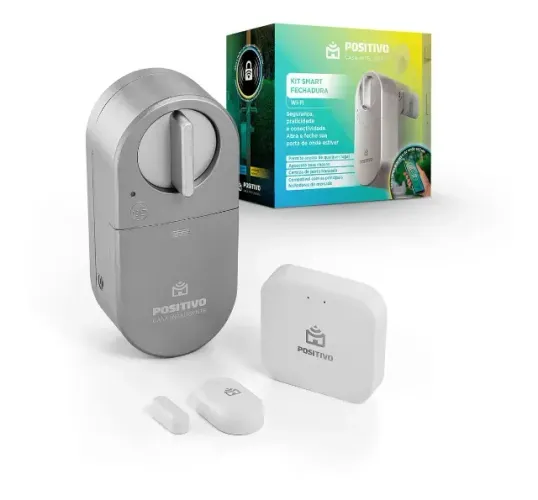 Kit Smart Fechadura Wi-Fi Positivo Casa Inteligente, Bluetooth 5.0, Abertura por aproximaç