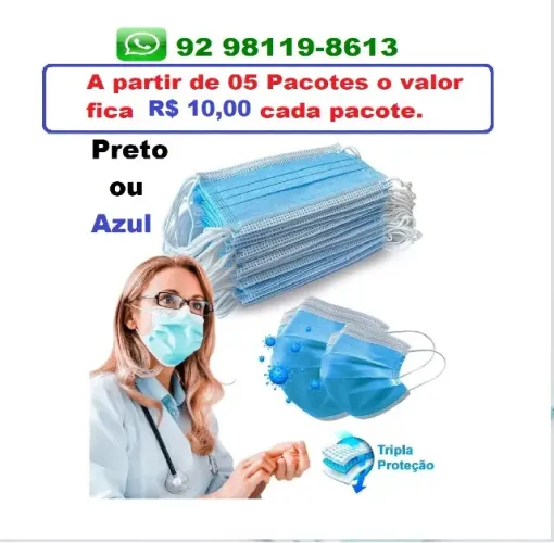 Mascara Descartável Pacotes com 50 Peças - Aceito Pix