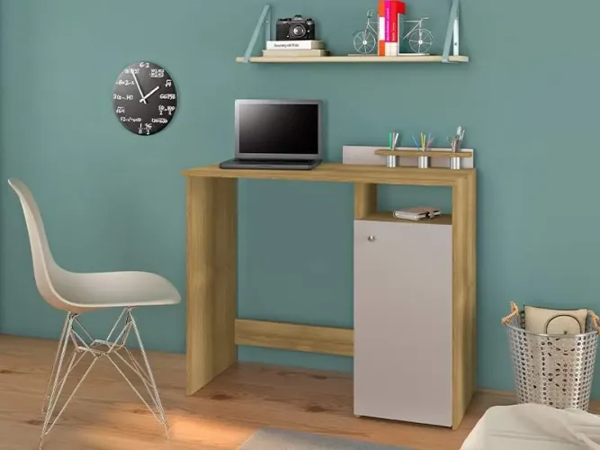 Escrivaninha Mesa de Computador 1 Porta cor Natural