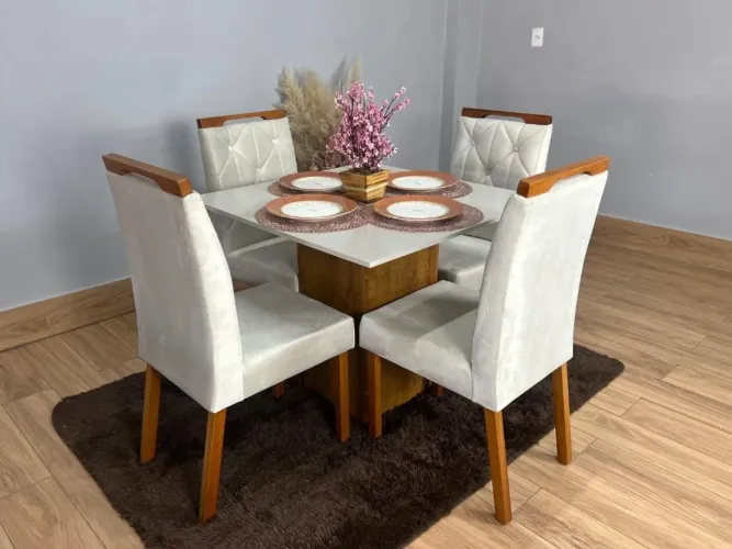 Mesa de Jantar Elegante com 4 Cadeiras Yasmin l33m