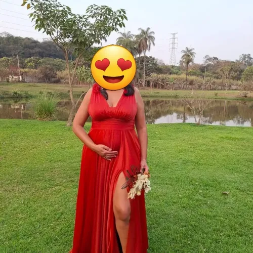 Vestido Terracota com Fenda Lateral