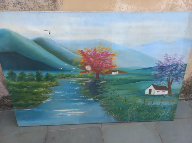 Quadro Paisagem Campestre óleo sobre tela 