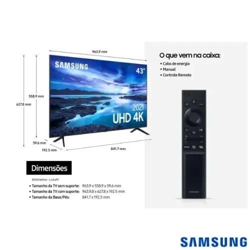 Smart Tv Samsung UN50AU7700G 50 Polegadas 4k Crystal com TELA QUEIMADA