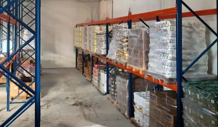 Estrutura porta paletes 2,5m altura - 2 níveis longarinas + piso  reformado/usado