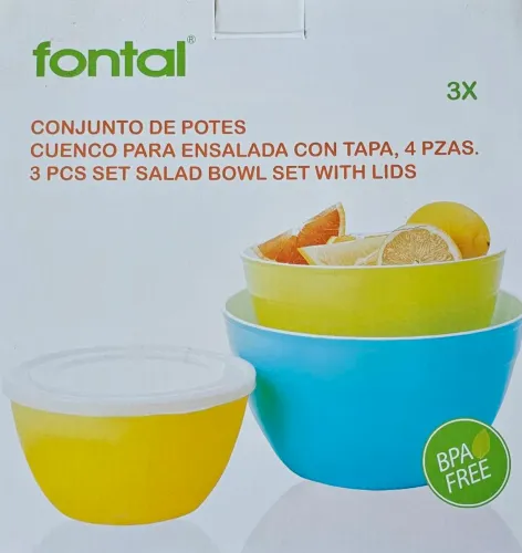 Conjunto de Potes para Salada com Tampa - 3 Peças