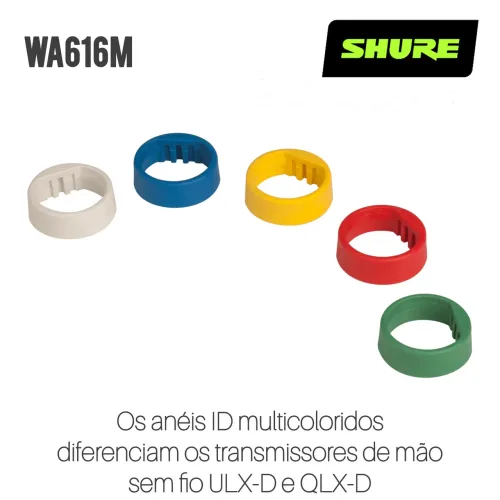 Kit de 5 Anéis coloridos para Microfone Sem Fio SHURE ULXD24 / QLXD2 ( Wa616m )