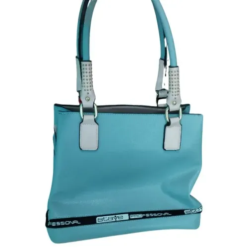 Bolsa Feminina Azul Tifany com Alça de mão e uso alça Transversal