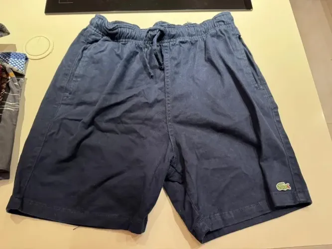 Bermuda Lacoste Masculina Azul Marinho Premium Regular Fit Tam G