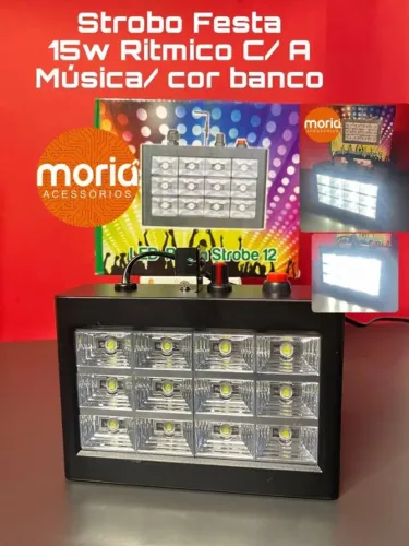 Strobo Com 12 Leds 15w Ritmico Iluminação De Festas Branco